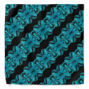 Turquoise Blue Unique Pattern/Stripes Bandana