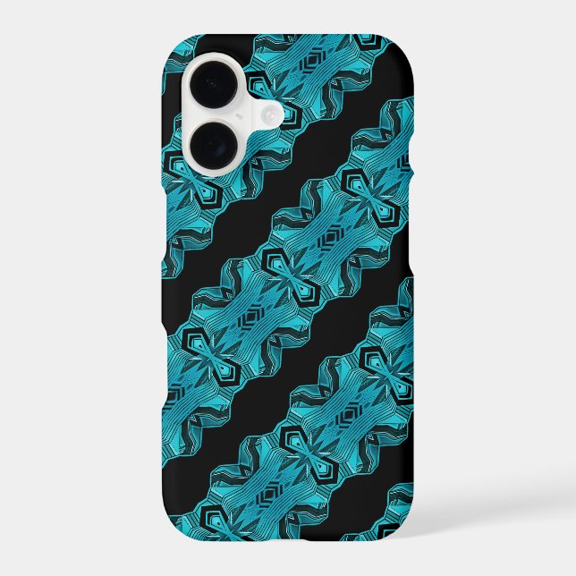 Turquoise Blue Unique Pattern/Stripes Iphone Case (Back)
