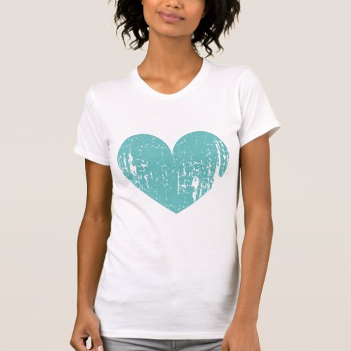 Turquoise blue vintage heart tshirt for bridesmaid