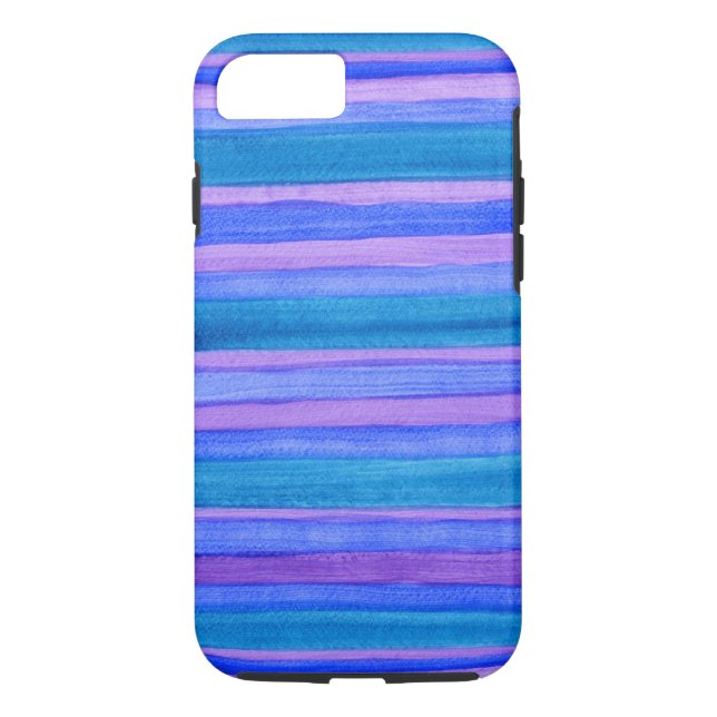 Turquoise, Blue, Violet Gouache Stripes Case-Mate iPhone Case (Back)