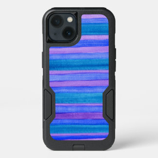 Turquoise, Blue, Violet Painted Stripes iPhone 13 Case