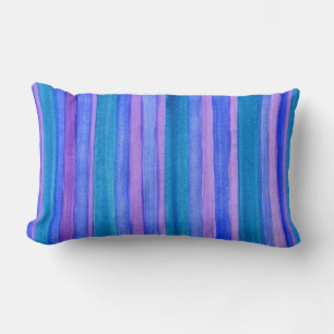 Turquoise, Blue, Violet Painted Stripes Pillow