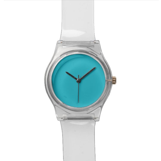 Turquoise Blue Watch Face with Clear Wrist Straps | Zazzle.com