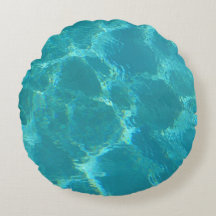 Turquoise Blue Water Round Accent Pillow