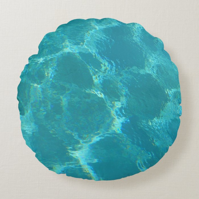 Turquoise Blue Water Round Accent Pillow Zazzle