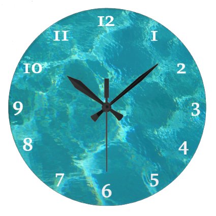 Turquoise Blue Water Wall Clock