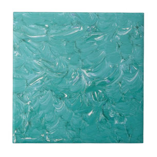 Turquoise Blue Watercolour Abstract Pattern Tile