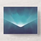 Turquoise Blue Waves Ombre Wedding All In One Invitation (Back)