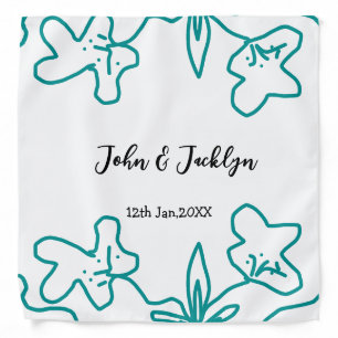 Turquoise blue wedding couple name date flstylish bandana