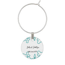 Turquoise blue wedding couple name date flstylish