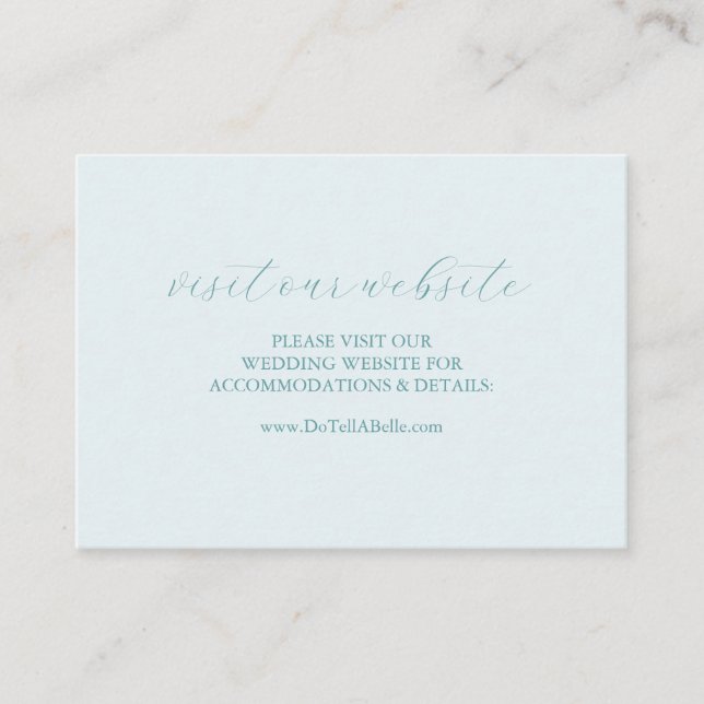 Turquoise Blue Wedding Details Cards (Front)