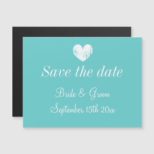 Turquoise blue wedding magnetic save the date card