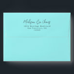 Turquoise Blue Wedding Return Address Envelope<br><div class="desc">Chic, modern and simple wedding return address envelope with your names in off-black elegant handwritten script calligraphy on a turquoise blue background. Simply add your names and address. Exclusively designed for you by Happy Dolphin Studio. If you need any help or matching products please contact us at through our store...</div>