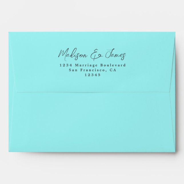 Turquoise Blue Wedding Return Address Envelope (Back (Top Flap))