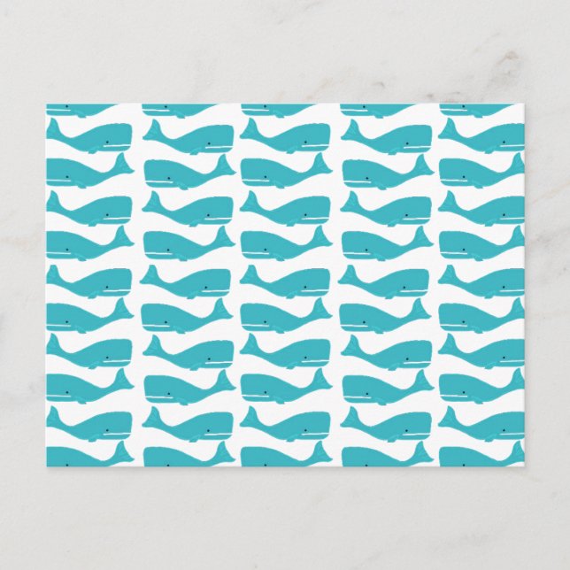 Turquoise Blue Whale Pattern Postcard (Front)