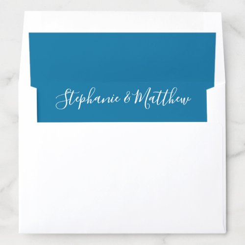 Turquoise Blue White Bride Groom Names Wedding Envelope Liner