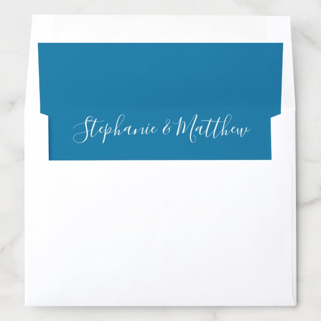 Turquoise Blue White Bride Groom Names Wedding Envelope Liner (In Envelope)