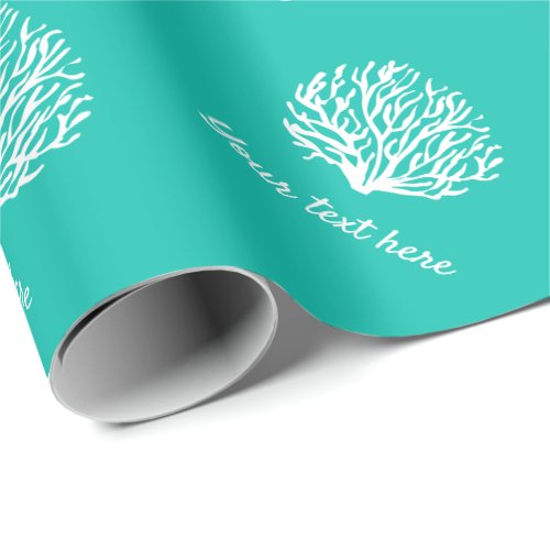 Turquoise blue white coral reef ocean life wrapping paper