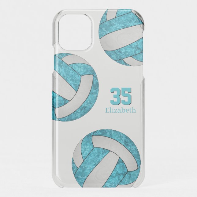 turquoise blue white girly volleyballs uncommon iPhone case (Back)