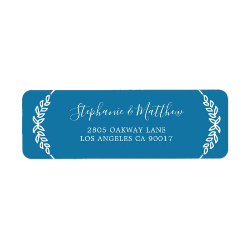 Turquoise Blue White Leaf Foliage Elegant Wedding Label