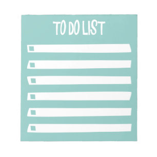 Turquoise Blue White Simple Girly To Do List Notepad