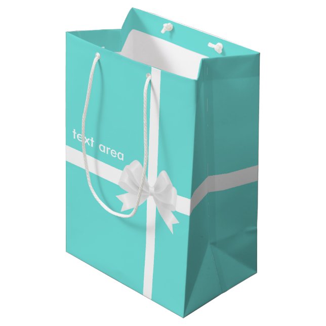 Turquoise Blue with Bow Chic Glamour Glam Gift Bag (Front Angled)