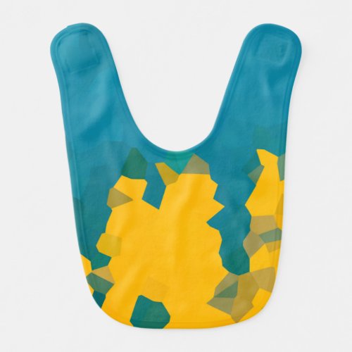 Turquoise Blue  Yellow Crystals Abstract Pattern Baby Bib