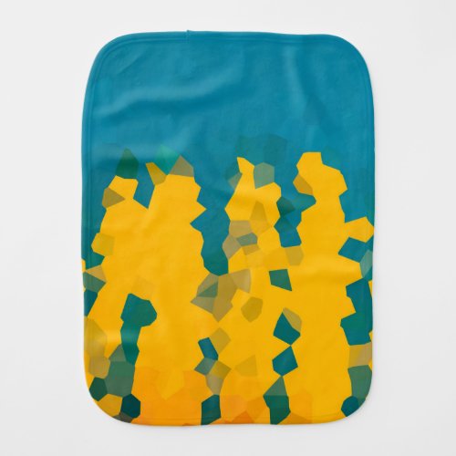 Turquoise Blue  Yellow Crystals Abstract Pattern Baby Burp Cloth