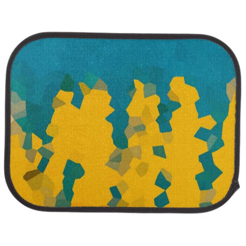 Turquoise Blue  Yellow Crystals Abstract Pattern Car Floor Mat