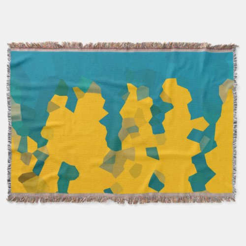 Turquoise Blue  Yellow Crystals Abstract Pattern Throw Blanket