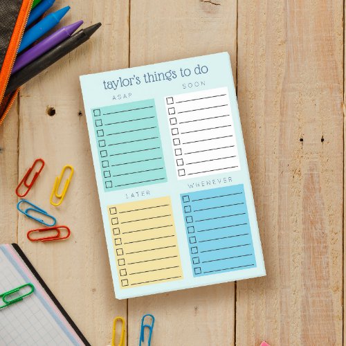 Turquoise Blue Yellow Organized Things to Do Post_it Notes