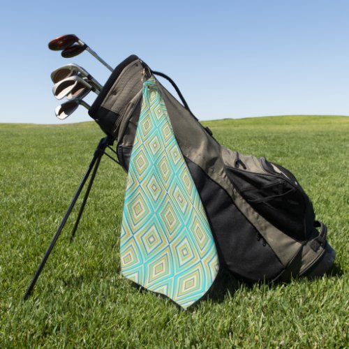 Turquoise Blues Alternative Diamond Pattern Golf Towel