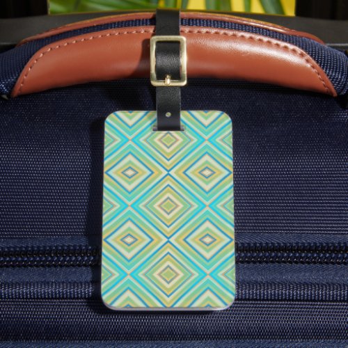 Turquoise Blues Alternative Diamond Pattern Luggage Tag