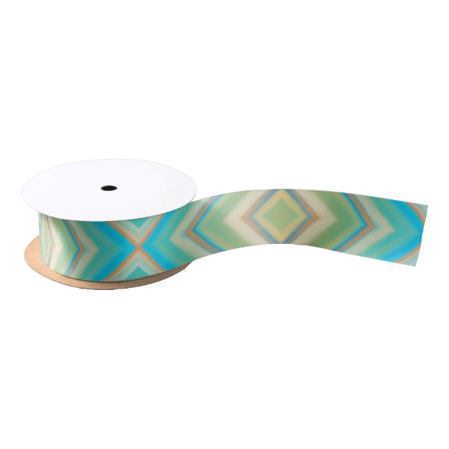 Turquoise Blues Alternative Diamond Pattern Satin Ribbon (Spool)