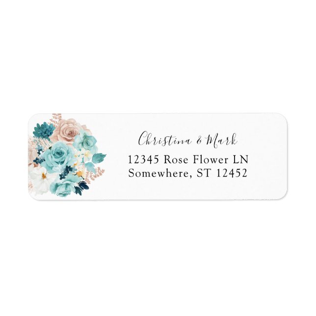 Turquoise & Blush Pink Return Address Label (Front)