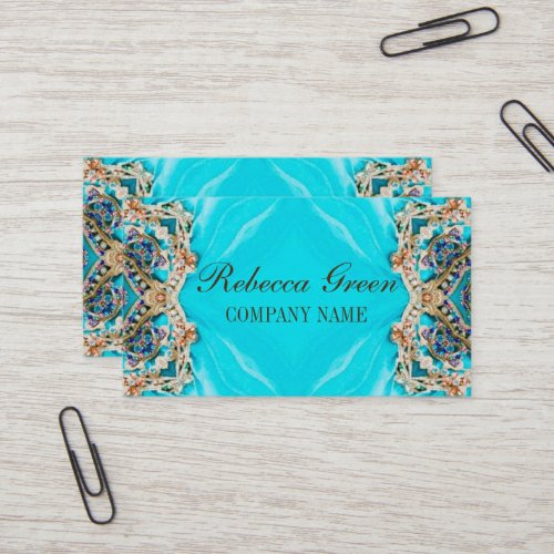 turquoise bohemian henna Pattern Yoga Instructor Business Card