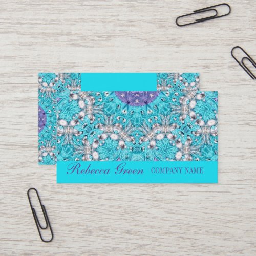 turquoise bohemian henna Pattern Yoga Instructor Business Card