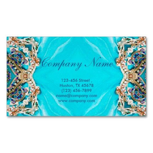 turquoise bohemian henna Pattern Yoga Instructor Magnetic Business Card