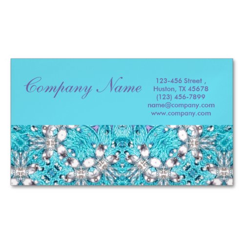 turquoise bohemian henna Pattern Yoga Instructor Magnetic Business Card