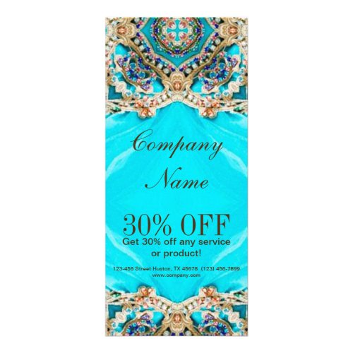 turquoise bohemian henna Pattern Yoga Instructor Rack Card