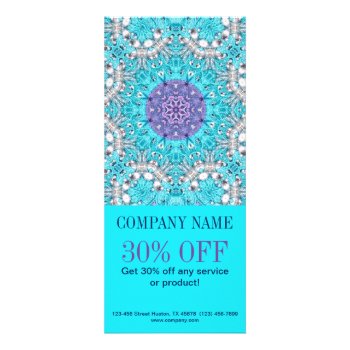Turquoise Bohemian Henna Pattern Yoga Instructor Rack Card by businesscardsdepot at Zazzle