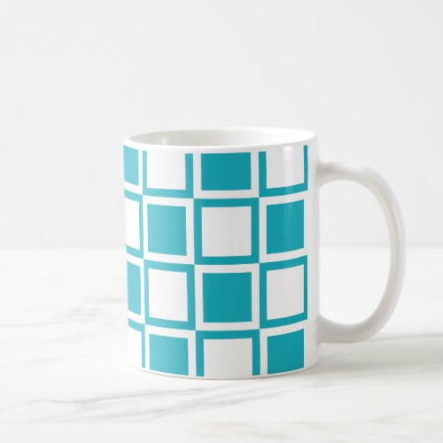 Turquoise Bold Mod Squares Coffee Mug