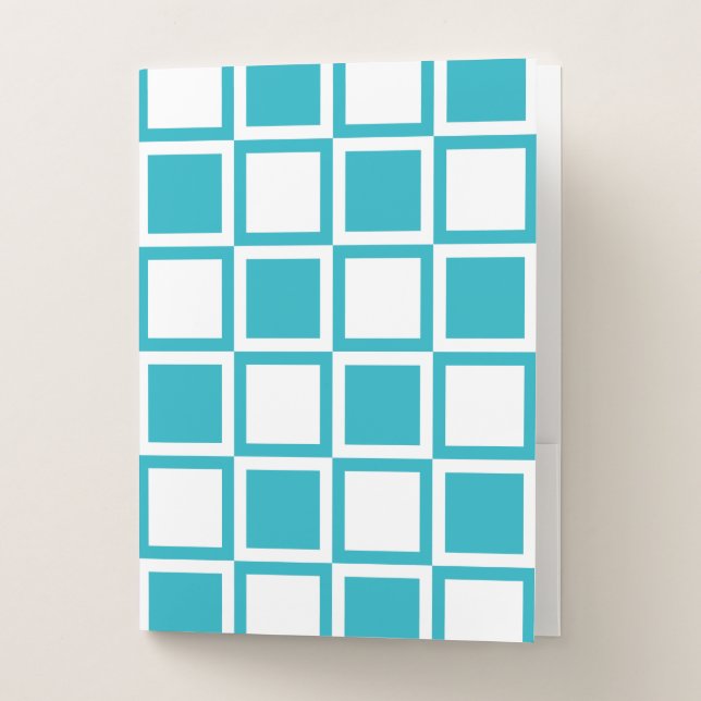 Turquoise Bold Mod Squares Pocket Folder (Front)