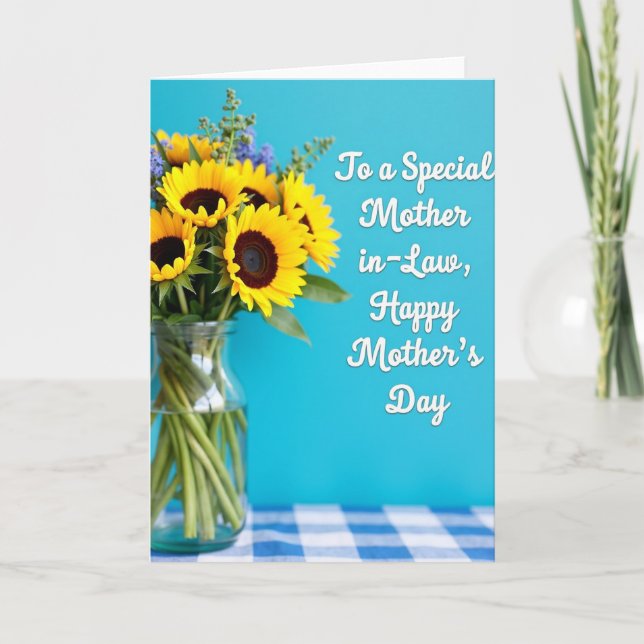 Turquoise Bouquet Mothers Card (Front)