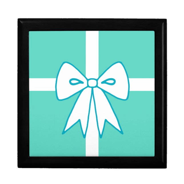 Turquoise Bow Jewelry Keepsake Box (Front)