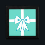 Turquoise Bow Jewelry Keepsake Box<br><div class="desc">The design is from original art.</div>