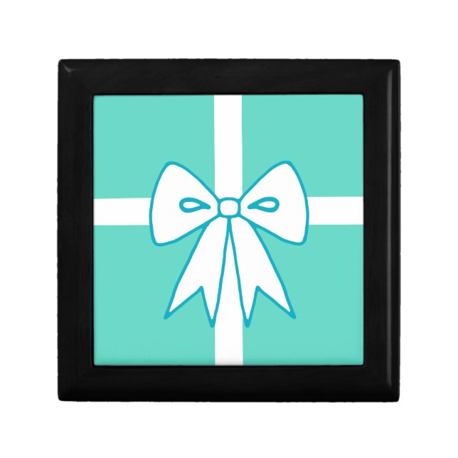 Turquoise Bow Jewelry Keepsake Box (Front)