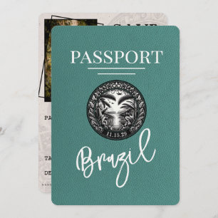 Turquoise Brazil Passport Save The Date