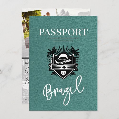 Turquoise Brazil Passport Save the Date