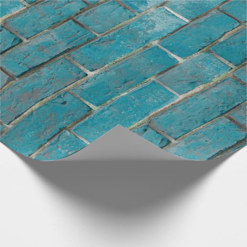 Turquoise Brick Wall Pattern Wrapping Paper